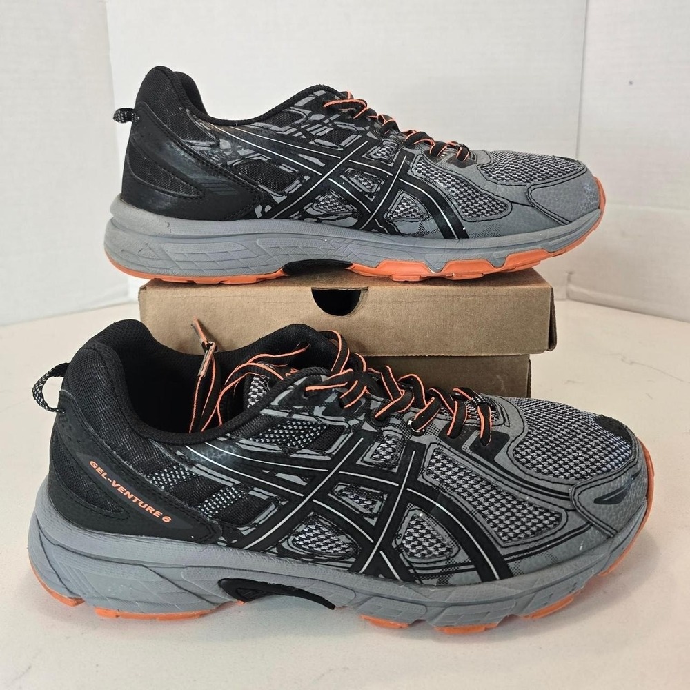 ASICS GEL-Venture 6 Men's Size 9.5 US Trail Running Shoes Gray Black Orange